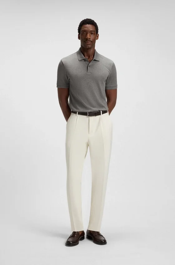 Cotton polo shirt with herringbone structure Cotton polo shirt with herringbone structure