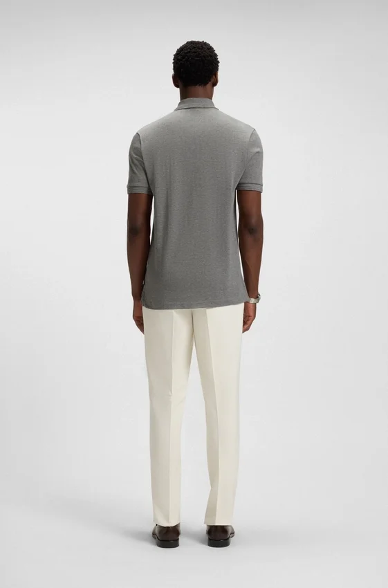 Cotton polo shirt with herringbone structure Cotton polo shirt with herringbone structure
