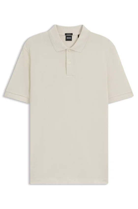 Cotton polo shirt with herringbone structure Cotton polo shirt with herringbone structure