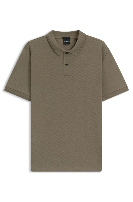 Cotton polo shirt with herringbone structure Cotton polo shirt with herringbone structure