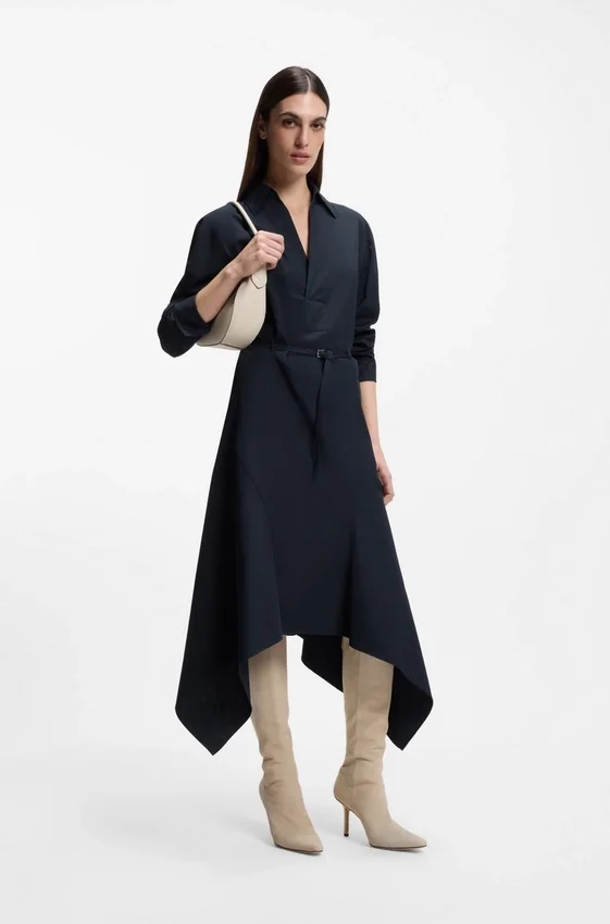 Cotton-poplin shirt dress with belt Cotton-poplin shirt dress with belt