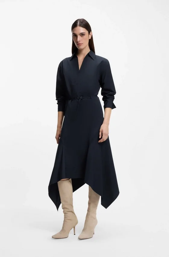 Cotton-poplin shirt dress with belt Cotton-poplin shirt dress with belt
