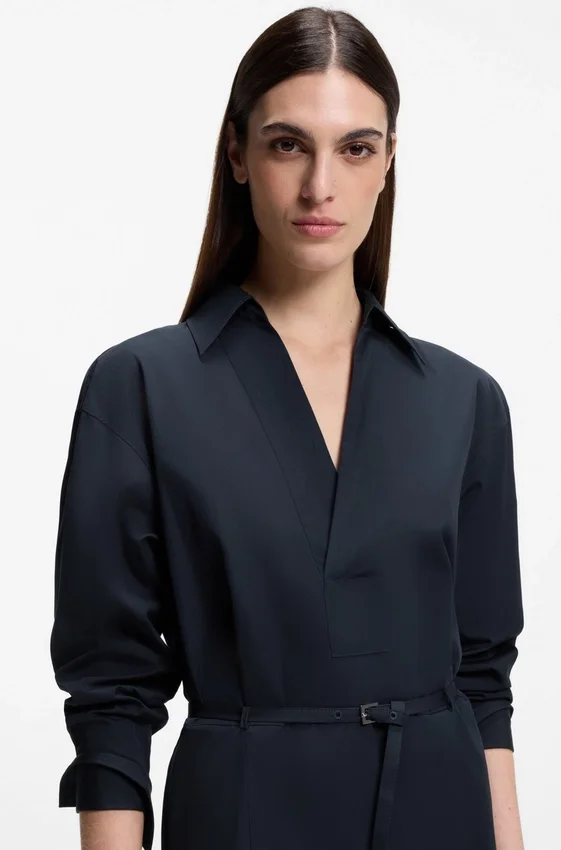 Cotton-poplin shirt dress with belt Cotton-poplin shirt dress with belt