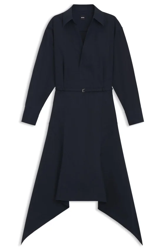 Cotton-poplin shirt dress with belt Cotton-poplin shirt dress with belt
