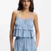 Cotton-poplin top with vertical stripe