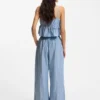 Cotton-poplin top with vertical stripe