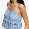 Cotton-poplin top with vertical stripe