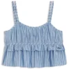 Cotton-poplin top with vertical stripe