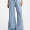 Cotton-poplin trousers with vertical stripe