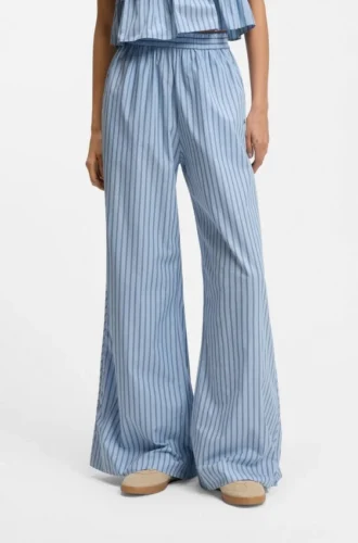Cotton-poplin trousers with vertical stripe