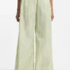 Cotton-poplin trousers with vertical stripe