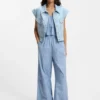 Cotton-poplin trousers with vertical stripe