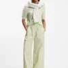 Cotton-poplin trousers with vertical stripe