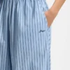 Cotton-poplin trousers with vertical stripe