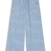 Cotton-poplin trousers with vertical stripe