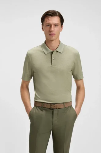 Cotton-silk polo shirt in a regular fit