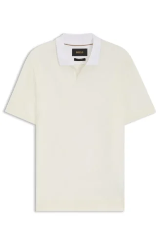 Cotton-silk polo shirt with Johnny collar