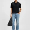 Cotton-silk polo shirt with Johnny collar