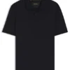 Cotton-silk polo shirt with Johnny collar