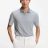 Cotton-silk polo shirt with three-tone structure