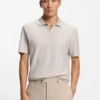 Cotton-silk polo shirt with three-tone structure