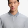 Cotton-silk polo shirt with three-tone structure