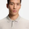 Cotton-silk polo shirt with three-tone structure