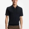 Cotton-silk polo shirt with zip neck