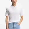Cotton-silk polo shirt with zip neck