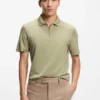 Cotton-silk polo shirt with zip neck