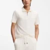 Cotton-silk polo shirt with zip neck