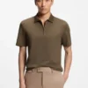 Cotton-silk polo shirt with zip neck