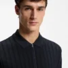 Cotton-silk polo shirt with zip neck