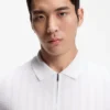 Cotton-silk polo shirt with zip neck