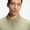 Cotton-silk polo shirt with zip neck