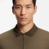 Cotton-silk polo shirt with zip neck