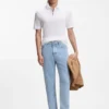 Cotton-silk polo shirt with zip neck