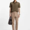 Cotton-silk polo shirt with zip neck
