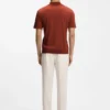 Cotton-silk polo shirt with zip neck