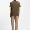 Cotton-silk polo shirt with zip neck