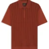 Cotton-silk polo shirt with zip neck