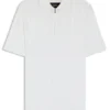 Cotton-silk polo shirt with zip neck
