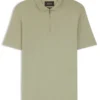 Cotton-silk polo shirt with zip neck