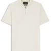 Cotton-silk polo shirt with zip neck