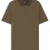 Cotton-silk polo shirt with zip neck