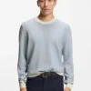 Cotton-silk sweater with knitted structure
