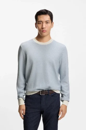 Cotton-silk sweater with knitted structure
