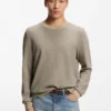 Cotton-silk sweater with knitted structure
