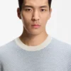 Cotton-silk sweater with knitted structure