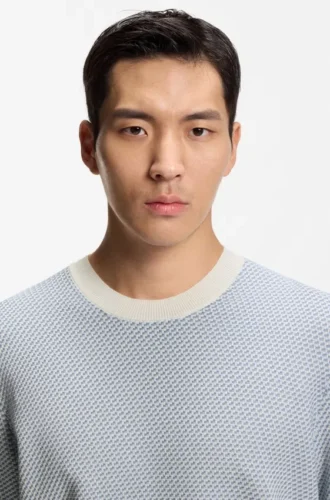 Cotton-silk sweater with knitted structure